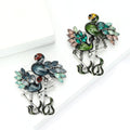 Flamingo Brooch with Colorful Crystals and Dark Silver Tone Frame view 2