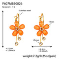 Resin Flower and Crystal Tassel Hoop Earrings in Twelve Colors view 7