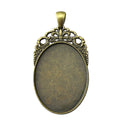 Leaf Detail Oval Cabochon Pendant Trays in Two Finishes view 1