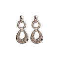 Hammered Teardrop Link Dangle Earrings Gold Silver view 5