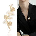 Delicate Branch Brooch With Clear Flowers and Pearls view 2