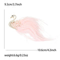 Crystal Swan Feather Brooch Gold Tone White Pink Black view 7
