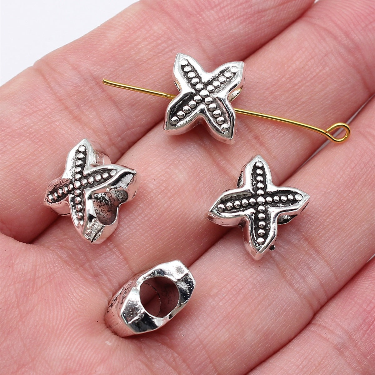 10x12x7mm 1.9g Antique Silver Zinc Alloy Geometric Large Hole Beads for DIY Bracelet Jewelry