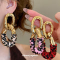 Fabric Wrapped Chain Drop Earrings in Three Colors view 2