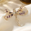 Jeweled Dragonfly Brooch With Long Crystal Tail Jacket and Scarf Accessory view 3