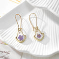 Gold Tone Shell-Shaped Pressed Flower Drop Earrings in Seven Designs view 2