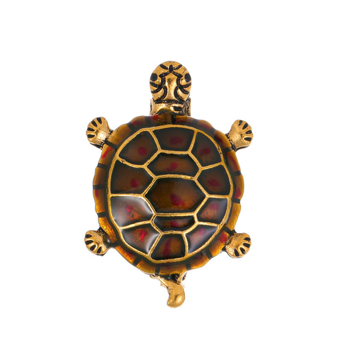 Black Gold Tone Sea Turtle Enamel Two Designs Metal Brooch Pin