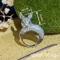 Sculpted Pave Rabbit Statement Ring In Polished Silver Tone view 4