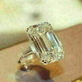 Oversized Rectangular Solitaire Trapezoid-Side Ring Silver Tone view 1
