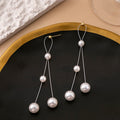 White and Red Pearl Look Wire Cascade Long Earrings view 6