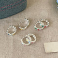 Small Silver Tone Hoop Earrings with Colorful Enamel Motifs view 5