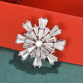 Baguette Crystal Snowflake Brooch in Two Metal Tones view 2