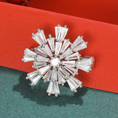 Baguette Crystal Snowflake brooch shown in angled product view