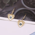 Gold Tone Openwork Heart Evil Eye Long Hook Earrings view 5