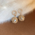 Gold Tone Pearl Open Circle Drop Earrings Decorative Jewelry view 6