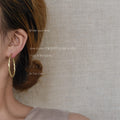 Matte Gold Twisted Hoop Earrings Geometric Circle Style view 2