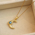 Crescent Moon And Sun Center Pendant Necklace In Four Styles view 8
