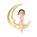 Gold-Tone Moon Girl Enamel Brooch In Blue And Pink view 5