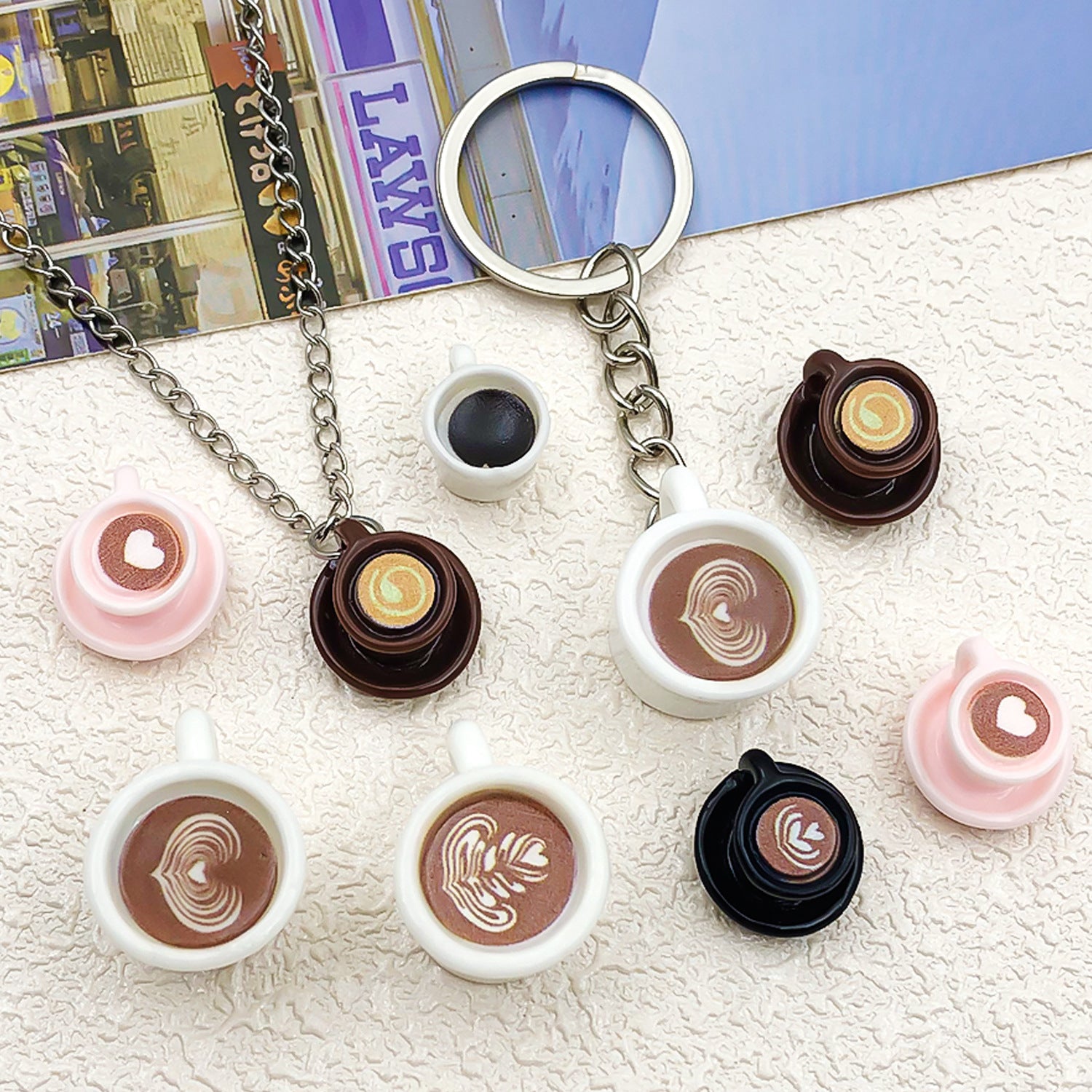 Resin Carved Coffee Cup food charm pendants for DIY cream glue jewelry accessories