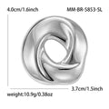 Swirled Open Circle Brooch in Polished Metal for Jackets and Scarves view 4