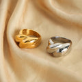 Twisted Plump Geometric Band Ring Gold Steel Sizes view 3