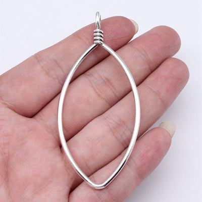 Antique Silver open marquise wire frame pendant connector shown in front view