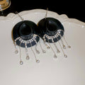 Cowboy Hat Crystal Tassel Hook Earrings In Four Colors view 6