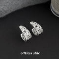 Silver Pave CZ Lace Filigree C Shape Hoop Earrings view 6