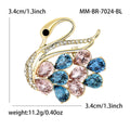 Crystal Teardrop Swan Brooch Blue Pink Gold Silver Pin view 7