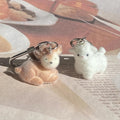 Flocked Mini Animal Keychains Capybara Alpaca Duck Deer 4 Styles view 3