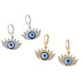 Crystal Lash Blue Evil Eye Huggie Earrings in Gold and Silver Tone view 5