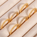 Gold Triple Band Stack Ring Middle Zircon Line Stainless view 3