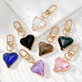 Faceted Heart Crystal Keychains Gold Lobster Clasp 7 Colors view 1