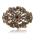 Oval Filigree Floral Crystal Brooch in Four Finishes view 1