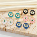 Gold Tone Round Enamel Evil Eye Stud Earrings in Five Colors view 1