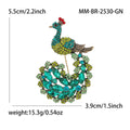 Gold Tone Peacock Brooch with Green and Blue Crystal Tail view 5