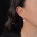 Silver Ball Stud Pink Blue Enamel Butterfly Drop Earrings view 2