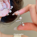 Silver Tone Pearl Branch Ear Clips with Crystal Tips view 1