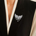 Silver Pearl Rhinestone Butterfly Spray Brooch Pin view 3