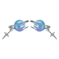 Blue Planet Saturn Stud Earrings Silver Star Charm Pair view 5