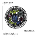 Round Multicolor Crystal Medallion Brooch in Gold or Silver view 7