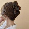 Large Open Rectangle Hair Claws In Gray Tortoiseshell Or Brown Leopard Pattern view 6