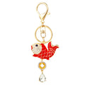 Red Jeweled Koi Keychains in Three Loop Configurations with Unrelated Main Image view 5