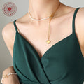 Gold Asymmetric Pearl Paperclip Heart Drop Y Necklace view 3