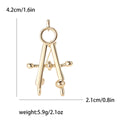 Drawing Compass Brooch in Polished Gold or Silver Tone view 7