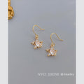 Gold Clear Crystal Starfish Mini Fish Hook Drop Earrings view 4