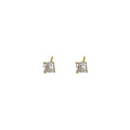 Gold Four Prong Clear Crystal Stud Earrings Minimal Pair view 5