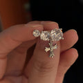 Silver Crystal Cross Dangle Ear Cuff Single Piece Design view 4
