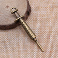 Extra Long Syringe Metal Charm in Two Antique Finishes view 4