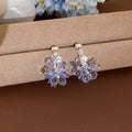 Round Floral Cluster Drop Earrings In White And Blue view 7